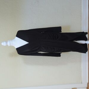 AZ Occasions Black Long Sleeve Faux Wrap and Ruched Midi Dress Size XL